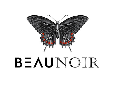 BeauNoir Logo - Polygonal Butterfly 3d logo black butterfly branding butterfly logo geometric butterfly geometric logo illustration logo design polygonal butterfly