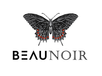 BeauNoir Logo - Polygonal Butterfly 3d logo black butterfly branding butterfly logo geometric butterfly geometric logo illustration logo design polygonal butterfly