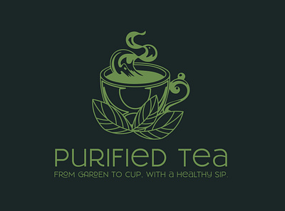 Purified Tea - Line Art logo Version brand identity branding cup logo design illustration illustrator line art line art logo logo design tea branding tea logo typography