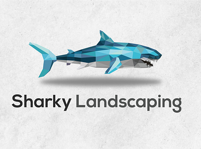 Sharky Landscaping Logo branding geometric logo geometric shark illustration illustrator logo logo design polygonal polygonal logo polygonal shark shark design shark logo