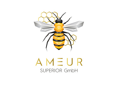 Ameur Logo Design - Honey bee Logo design bee bee logo brand identity branding geometric bee geometric logo honeybee honeybee logo illustration illustrator logo logo design polygona honeybee polygonal bee polygonal logo vector illustration