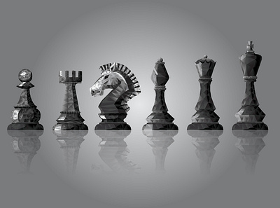Black Chess Set - Polygonal Chessboard brand identity branding chess chess design chess piece chess pieces chess set chessboard geometric chess geometric logo illustration illustrator logo logo design polygonal chess polygonal logo