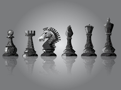 Black Chess Set - Polygonal Chessboard brand identity branding chess chess design chess piece chess pieces chess set chessboard geometric chess geometric logo illustration illustrator logo logo design polygonal chess polygonal logo