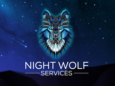 Night Wolf Services - Logo Design brand identity branding design fantasy wolf geometric logo geometric wolf illustration illustrator logo logo design polygonal logo polygonal wolf wolf wolf logo