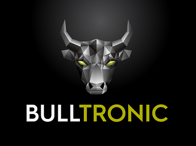 BULLTRONIC Logo Design - Geometric Bull Logo 3d bull 3d illustration 3d logo 3d logo design bull design bull head bull logo geometric bull polygonal polygonal bull stocks