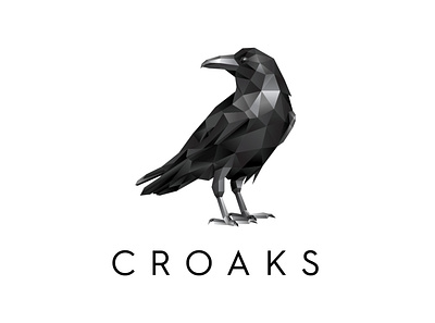 Croaks Logo Design - Polygonal Logo branding crow crow logo crow polygonal geometric crow geometric logo logo design polygonal logo typography