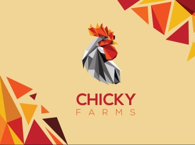 Chicky farms branding chicken design farms illustration illustrator logo minimal polygon polygonal polygonal logo typography vector