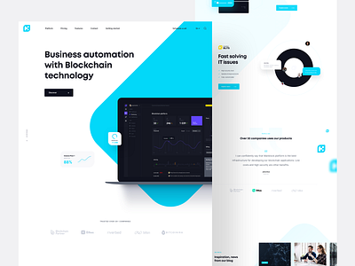 KompiTech Blockchain Solutions black blue branding clean design logo ui ux webdesign white