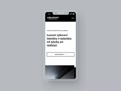 Armony Studio mobile version black clean mobile phone responsive responsive design ui ux white