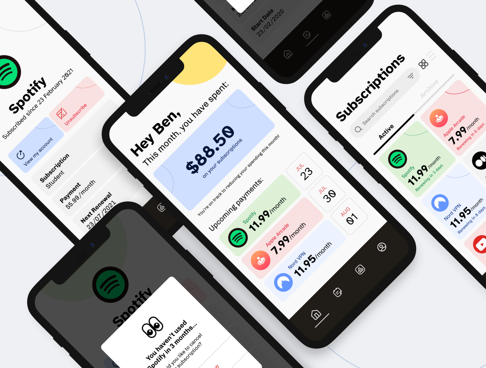 Subscription Management App Concept by Chelsea Hendra on Dribbble