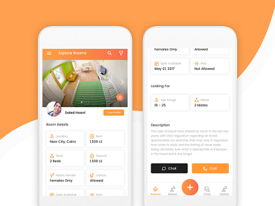 Hostel App android app clean design hostel ios material mobile page room ui ux