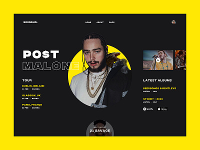 Post Malone artist design music post malone simple sound typography ui web