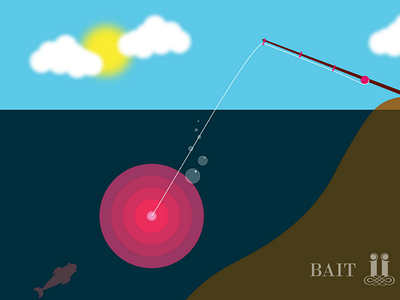 BAIT clouds design fish fishing graphic design illustration illustrator infiniteink pond sun water