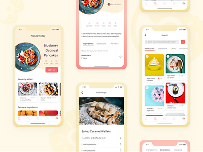 bakeando app app design design food app mobile mobile app mobile app design mobile design mobile ui recipe app ui ux user experience user interface yummy