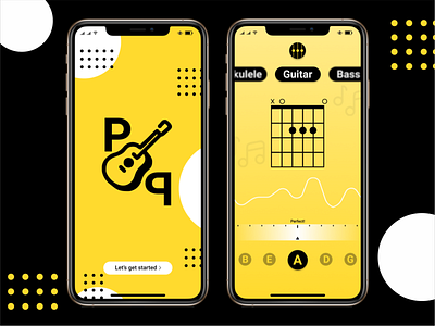 Mobile App - Pop Guitar Tuner design guitar guitartuner mobileapp pop popart ui uiux ux yellow