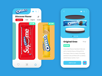 Oreo Mobile App 3d blue food mobileapp mobiledesign onlinestore oreo supreme ui uiux yummy