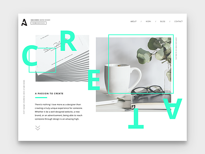 Anna Monroe Portfolio | Preview bootstrap creative graphic designer layout minimal one page portfolio rebrand typography web design