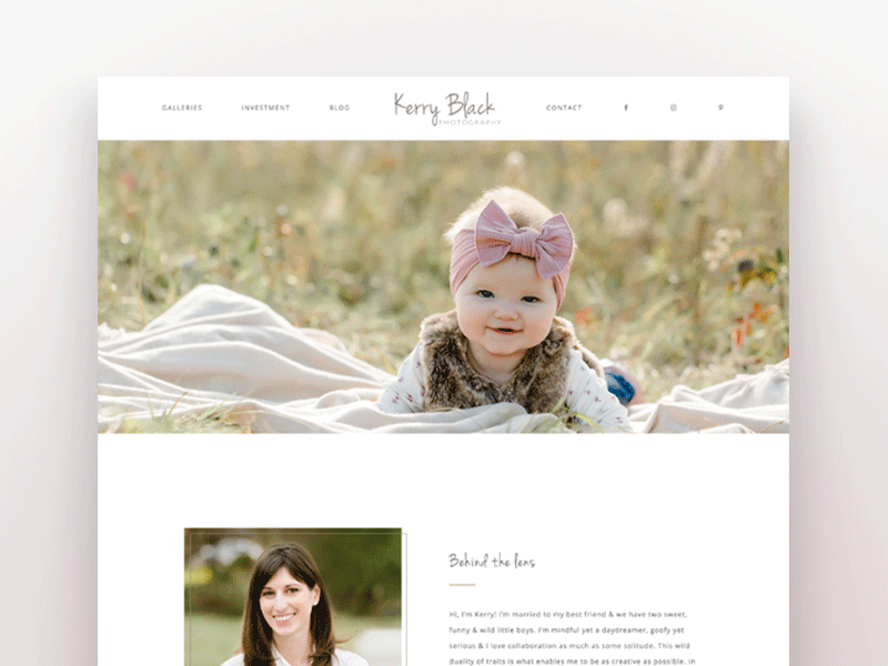 Kerry Black Photography Website | Home animated gif branding instagram feed minimal photographer prophoto simple website white