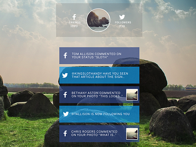 Social Hub - Main Stream Page app basic blue facebook ios mobile simple social twitter ui ux