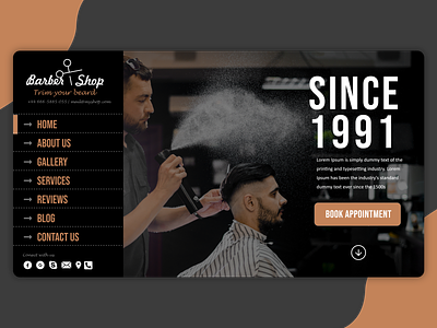 Barber shop website Design adobe xd barbershop book appointment hair shop ui uiux vectors website concept website design website designer website designing