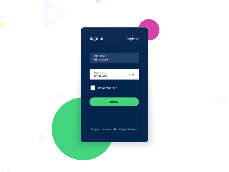 Fun with UI app daily ui login mobile motion principle register ui uiux weekly ui challenge widget