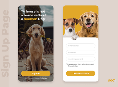 Sign Up Page | Dogs - They make your life whole app app design classy daily 100 challenge daily ui dailyui dailyuichallenge dog dog app dogsofinstagram login page mobile app design sign up signup signup form signup page ui