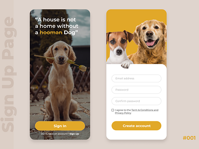 Sign Up Page | Dogs - They make your life whole app app design classy daily 100 challenge daily ui dailyui dailyuichallenge dog dog app dogsofinstagram login page mobile app design sign up signup signup form signup page ui