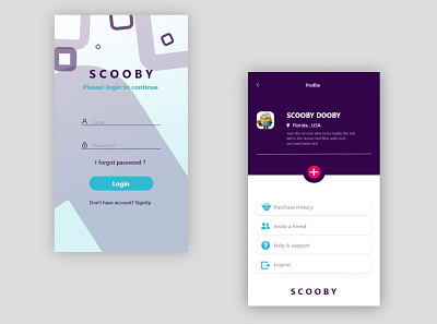 Profile Login app app design app designer classy clean design illustration login design login form login page login screen mobile app design mobile design mobile ui profile profile design profile page scooby doo screen ui