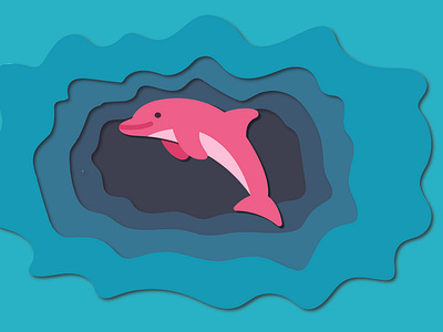 Dolphin classy clean dolphin fish illustration paper art papercut vector