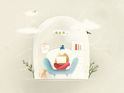 Secure Space comfy craft dome illustration secure sofa