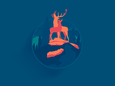 Two deer deer georgia icon illustration night
