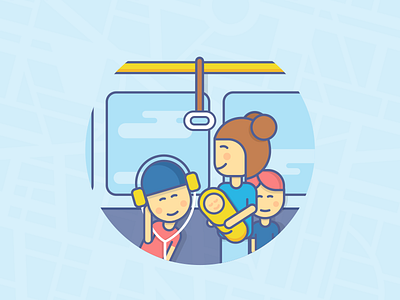 Metro character icon illustration metro outline passengers public transport