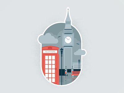 London big ban city illustration london sticker telephone