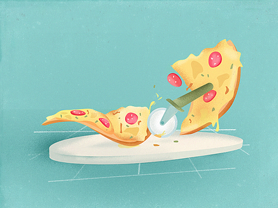 Pizza Panic cheese delicious food illustration pizza roll knife sausage slice