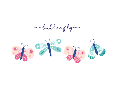 Butterfly 🦋 blue butterfly cartoon illustration nature pink spring summer vector
