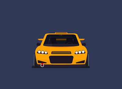 Yellow sport car with tuning car flat illustration race sport tuning vector