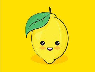 Funny lemon flat food illustration lemon vector