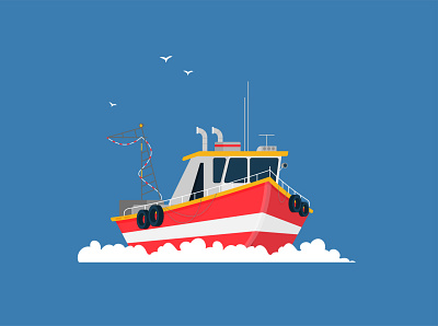 Fishing boat boat fishing flat illustration ship vector