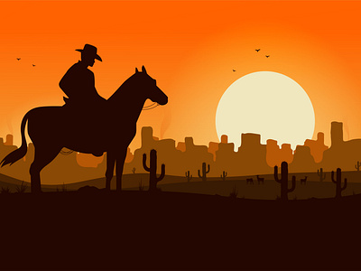 Wild west cowboy dead flat gunslinger illustration red redemption topgun vector wild wild west