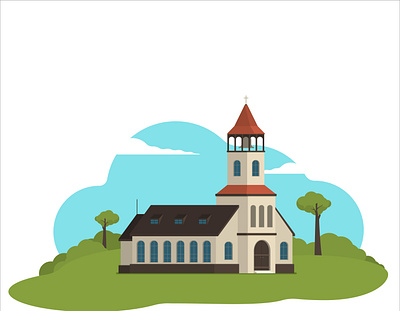 Church building church design flat illustration religion vector