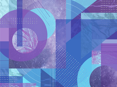 AquaSpace abstract blue collage colorful design digital geometric illustration purple stars vector
