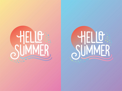 Hello Summer cute fun gradient logo summer sun typography warm