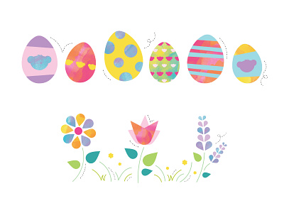Spring & Easter Illustrations colorful cute easter eggs floral fun illustration pastel spring watercolor