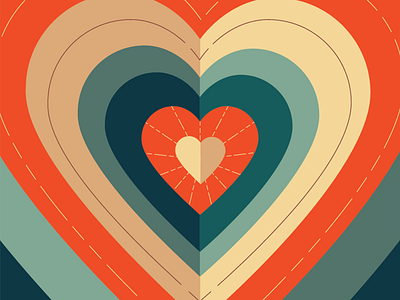 Retro Valentine heart illustration retro