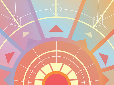 Rise geometric gradient illustration pastel sun