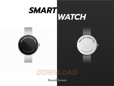 Smart Watch: Round Screen Mockup black white black and white design download download mock up download mock ups download mockup file mockups png smartwatch typography watch watches