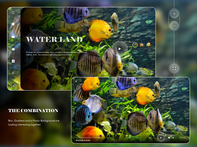 Water Land design firstscreen gradient icons menu photo background play typogaphy ui ux video