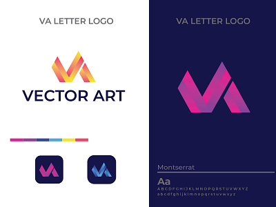 V A LOGO clean colorful custom design design logo designer flat fresh graphic design job letter letter mark logo designer logodesign minimal logo minimalistic modern professional logo vector