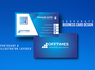 BUSINESS CARD DESIGN blue color business card design business card design template business cards creative design graphicdesign gredient id card design modern design qr code typography design unique business card visiting card design