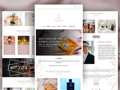 Perfume MailChimp Email Template Design. branding clean colorful design email email newsletter email template fresh mailchimp mailchimp template newsletter perfume perfume logo perfume templte socail media template ui ux web design web development